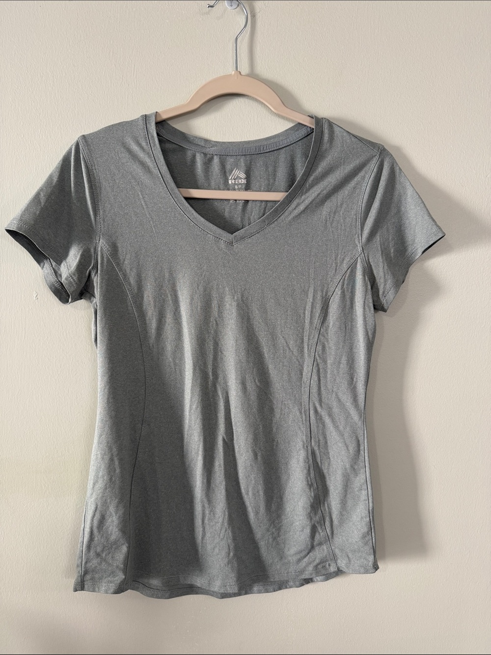 RBX Women's Gray V-Neck Short Sleeve Active Tee